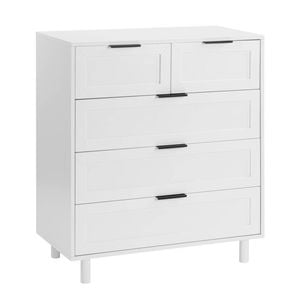 Quincy Tallboy Dresser Chest 5 drawers white