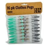 All Set Thumb Press Clothes Pegs - 16 Pack