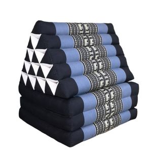 Jumbo Thai Triangle Pillow 3 Fold - Handmade Kapok Daybed Cushion - Navy