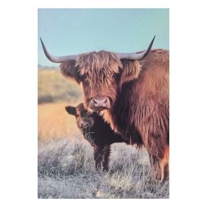 P&P Brown Highland Cows Canvas Print In Warm Natural Tones For Home Décor