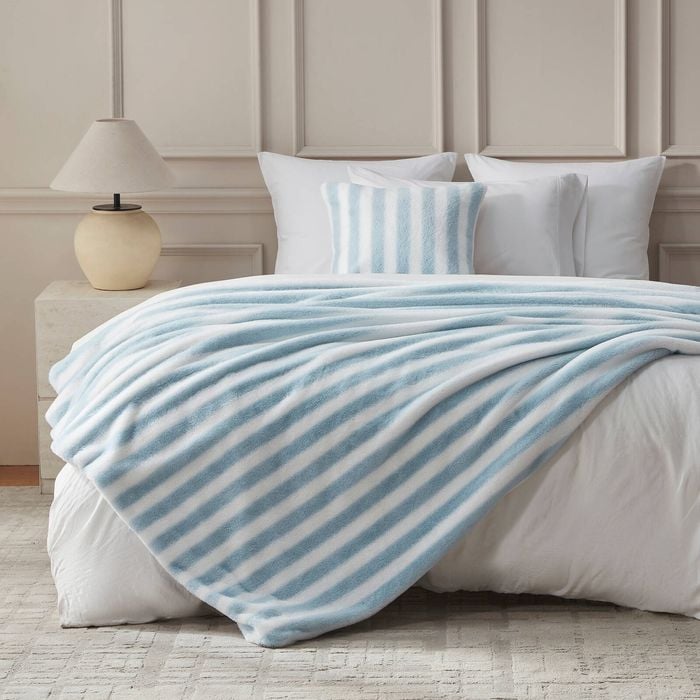 Dreamaker Linea Faux Fur Throw Blue 180x200cm