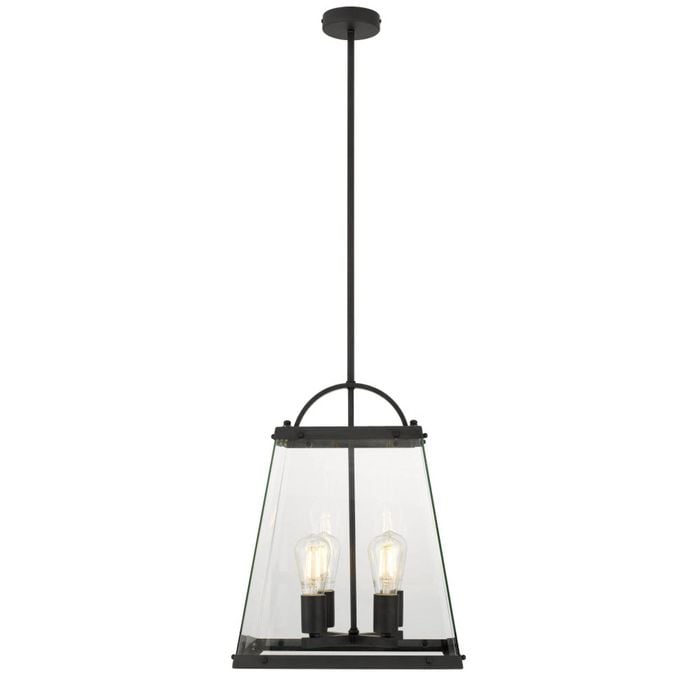 Telbix Colair Modern Pendant Hanging Lamp Light Glass Solid Brass Clear Black Matte