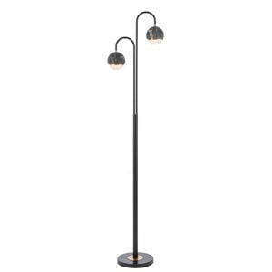 Telbix Oneta Modern Standing Floor Lamp Light Metal Acrylic Black Marble Clear Black
