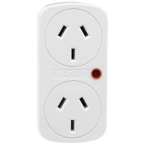 Click Vertical Double Adaptor Surge Protector