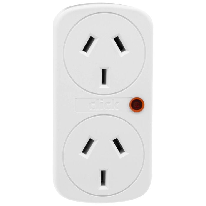 Click Vertical Double Adaptor Surge Protector