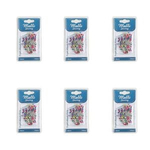 6x 120pc Malli Sewing Metal Pearl Head Sewing/quilting Fabric Pins 36mm Assorted