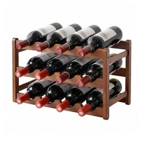 Artiss Bamboo Wine Rack 12 Bottle Walnut