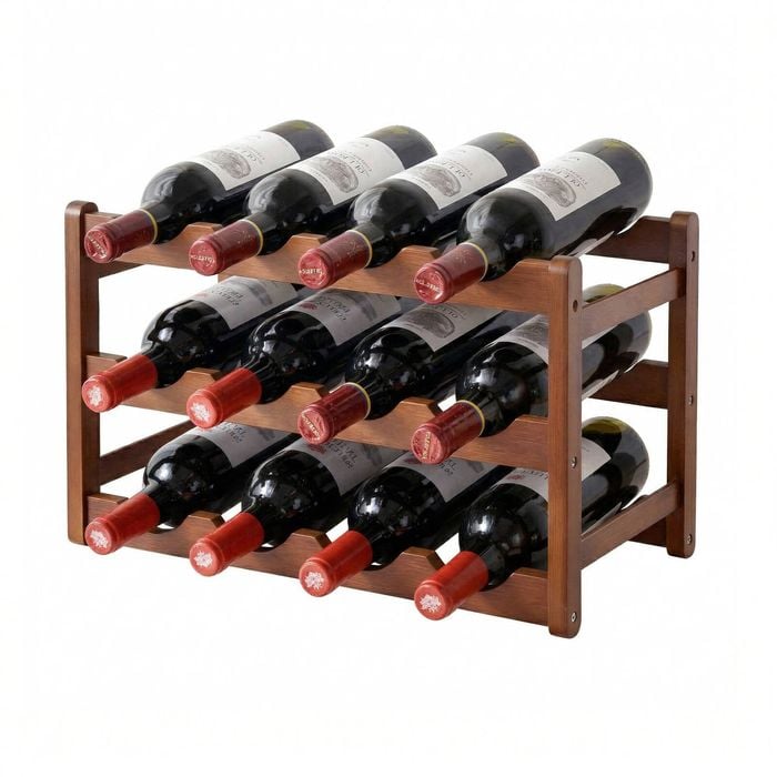 Artiss Bamboo Wine Rack 12 Bottle Walnut