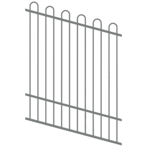 ProtectorAl 0350-1200W x 1500H Palladium Silver Loop Top Pool Fence Panel Raked Up to 15º