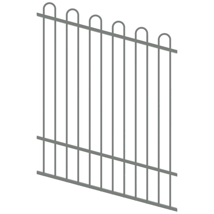 ProtectorAl 0350-1200W x 1500H Palladium Silver Loop Top Pool Fence Panel Raked Up to 15º