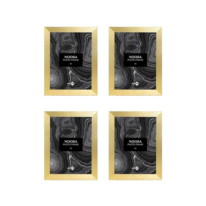 4PK Unigift Noosa MDF/Glass A4 Picture/Photo Frame - Gold