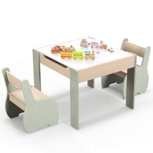 Costway 4-in-1 Kids Table Chair Set Wooden Activity Play Study Desk