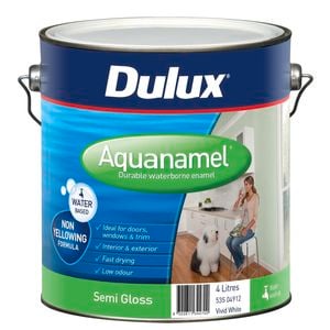 Dulux 4L Enamel Paint Aquanamel Semi Gloss White - 4L