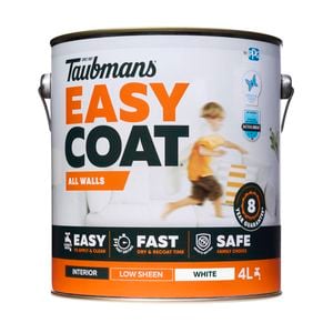 Taubmans 4L White Low Sheen Easycoat All Walls Interior Paint