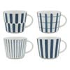 4pc Ecology Pottery Chalk Drinking Mug Cups 320ml/12cm Blue & White