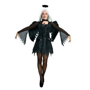 More Than Party Womens Fallen Angel Costume Layered Dress With Wings/Halo XS/S