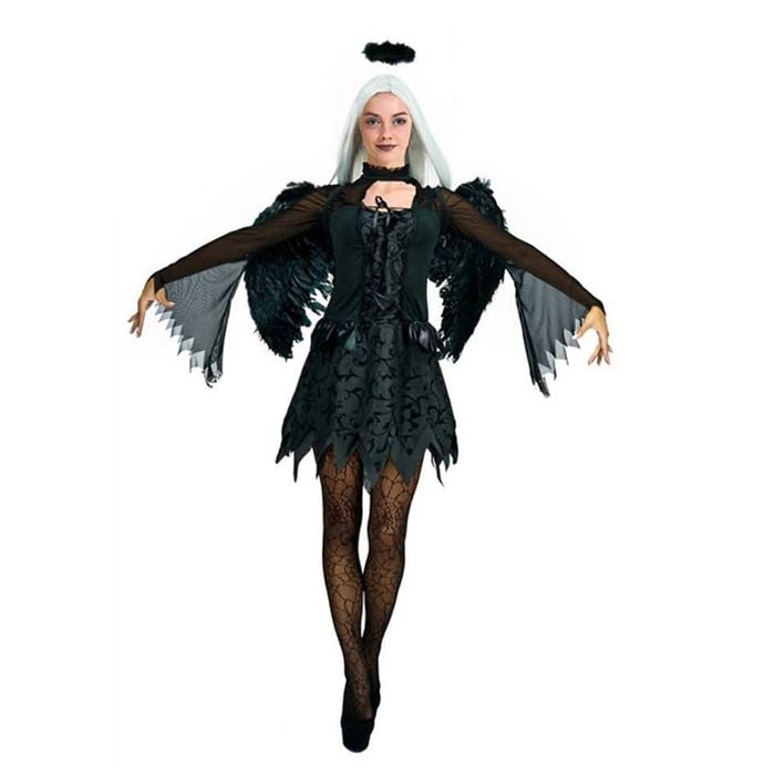 More Than Party Womens Fallen Angel Costume Layered Dress With Wings/Halo XS/S