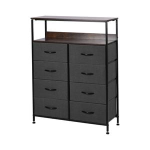 Sherwood Luna 8 Chest Of Drawers Lowboy Dresser Double Wooden Shelf Charcoal