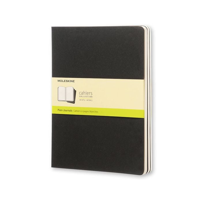 3pc Moleskine 80 Pages Plain Pocket Cahier Xl Office/student Journal Pad Black