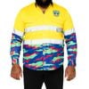 NRL Warriors 'Camo' Hi-Vis L/S Cotton Drill Shirt - 2XL