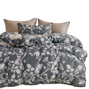 Bloomington 300TC Gardenia Charcoal Reversible Cotton Quilt Cover Set Single