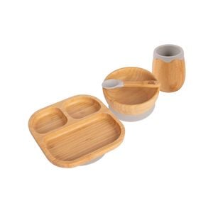 Tiny Dining 4pc Divided Bamboo Suction Baby Feeding Set