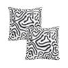 SOGA 2X 50cm Black White Abstract Swirl Pattern Decorative Throw Pillow