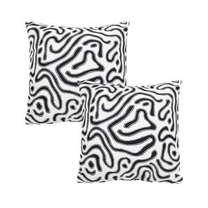 SOGA 2X 50cm Black White Abstract Swirl Pattern Decorative Throw Pillow