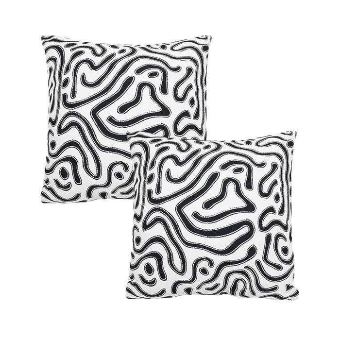 SOGA 2X 50cm Black White Abstract Swirl Pattern Decorative Throw Pillow