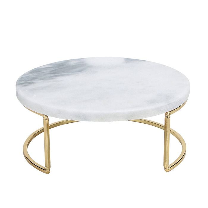 NF Living Stacked Serving Tray Small Display 17x7 Marbled Gold