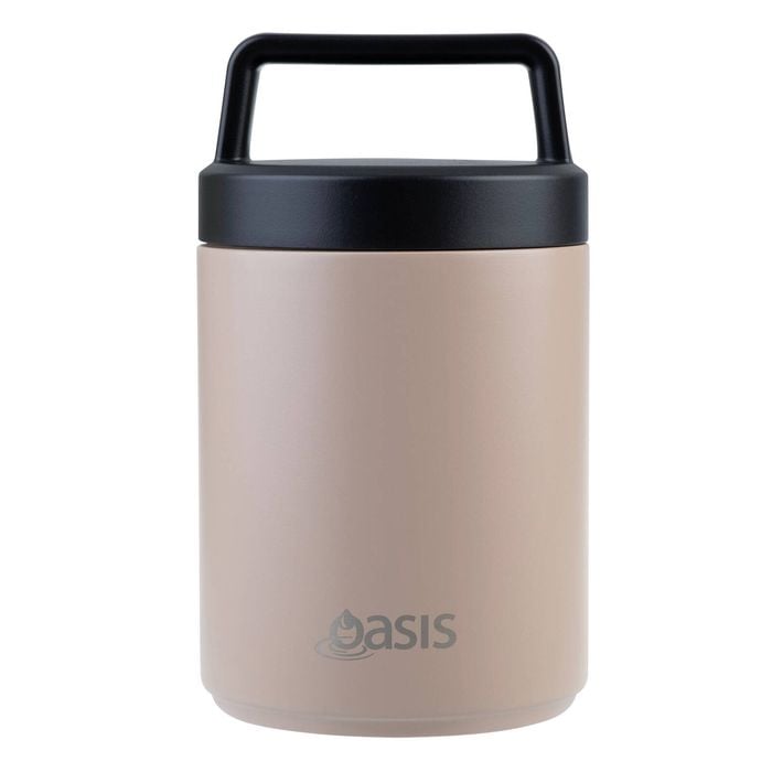 Oasis Insulated Food Flask With Spoon And Handle 480ml - Latte