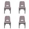 SK Designer Living | Pack of 4 | Maribel Upholstered Boucle Dining Chair | Black Legs - Grey Bouclé