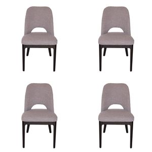SK Designer Living | Pack of 4 | Maribel Upholstered Boucle Dining Chair | Black Legs - Grey Bouclé