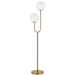 Telbix Eterna Contemporary Standing Floor Lamp Light Glass Metal Opal Matt Antique Gold