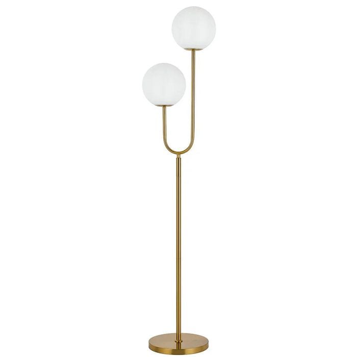 Telbix Eterna Contemporary Standing Floor Lamp Light Glass Metal Opal Matt Antique Gold