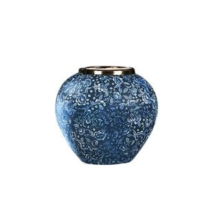 SOGA 21x22cm Floral Ceramic Vase – Blue