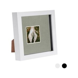 Nicola Spring 6 x 6 3D Shadow Box Photo Frame - Craft Display Picture Frame with 2 x 2 Mount - Glass Aperture - White