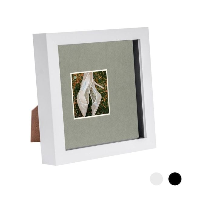 Nicola Spring 6 x 6 3D Shadow Box Photo Frame - Craft Display Picture Frame with 2 x 2 Mount - Glass Aperture - White