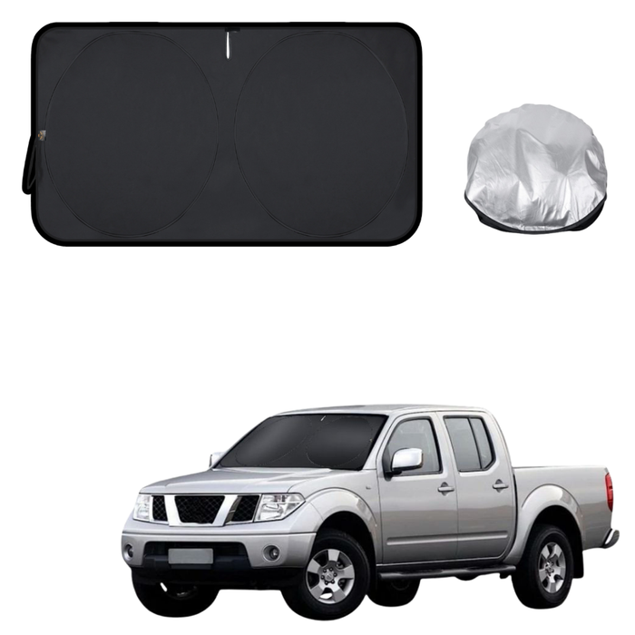 Front Windscreen Sun Shade for Nissan Navara King Cab 2005 - 2014 (D40) - Standard 150 x 85 cm - Black