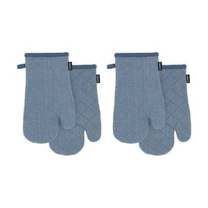 2x 2pc Eco Ladelle Cotton Fabric Durable Oven Mitts Set Cookware Blue