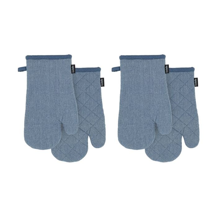 2x 2pc Eco Ladelle Cotton Fabric Durable Oven Mitts Set Cookware Blue