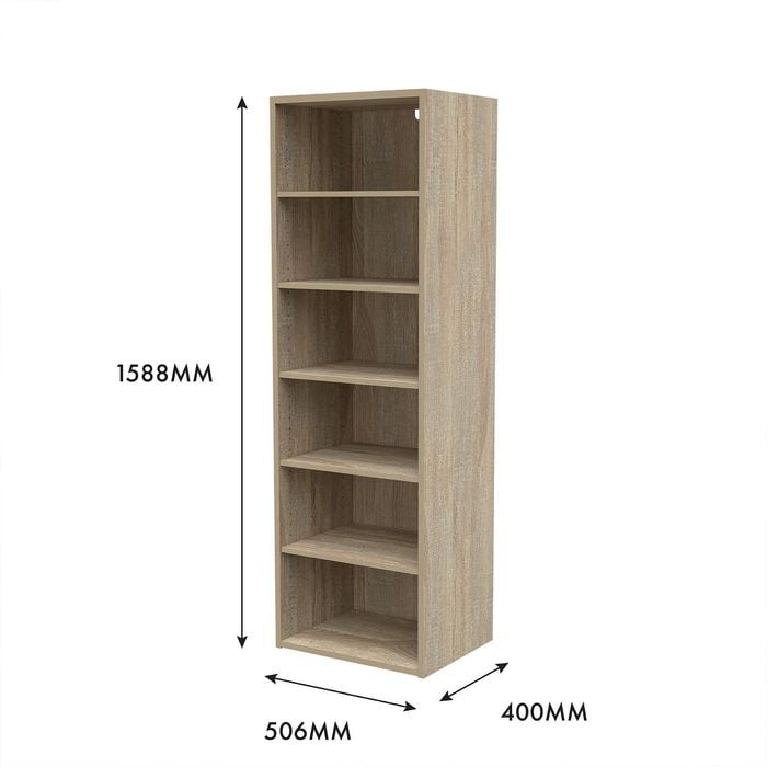 Flexi Storage Wardrobe 400mm Oak 6 Shelf Unit