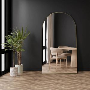 Future Glass Stainless Steel Arch Leaner Mirror 1800 x 1000mm - Brushed Brass