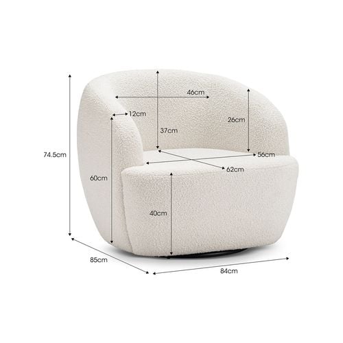 Cuddle Boucle Cream Designer Swivel Armchair Bunnings Australia
