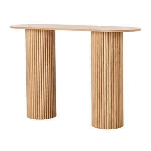 Oikiture Console Table Oval Hallway Desk Modern Entryway Table Natural
