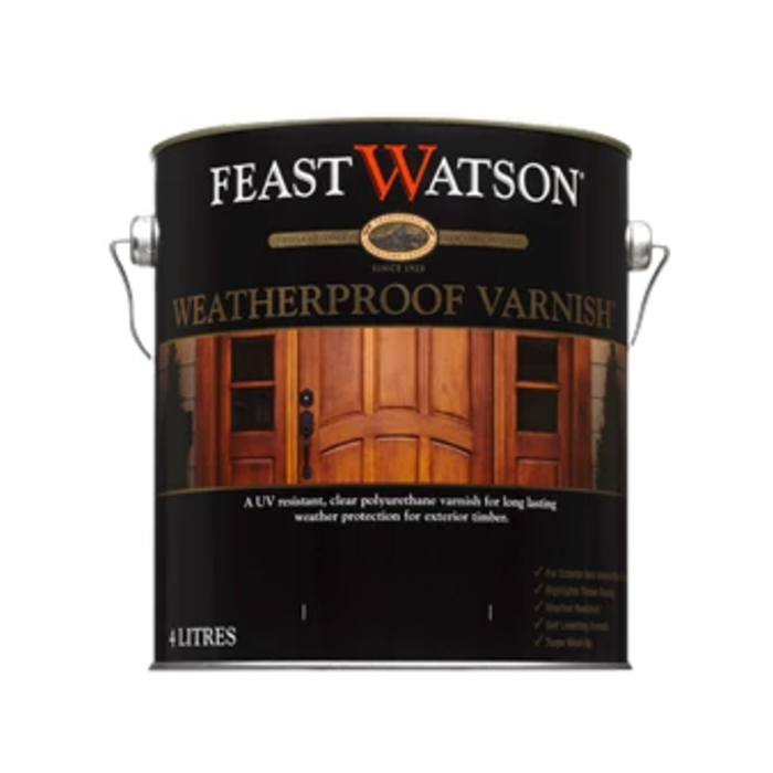 Feast Watson 4L Satin Clear Timber Weatherproof Varnish