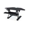 FORTIA Corner Desk Riser 110cm Wide Adjustable Sit to Stand for Dual Monitor, Keyboard, Laptop, Black