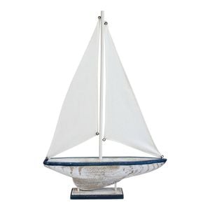 LVD MDF 47cm Sailboat Nautical Home Centrepiece Decor Large - White