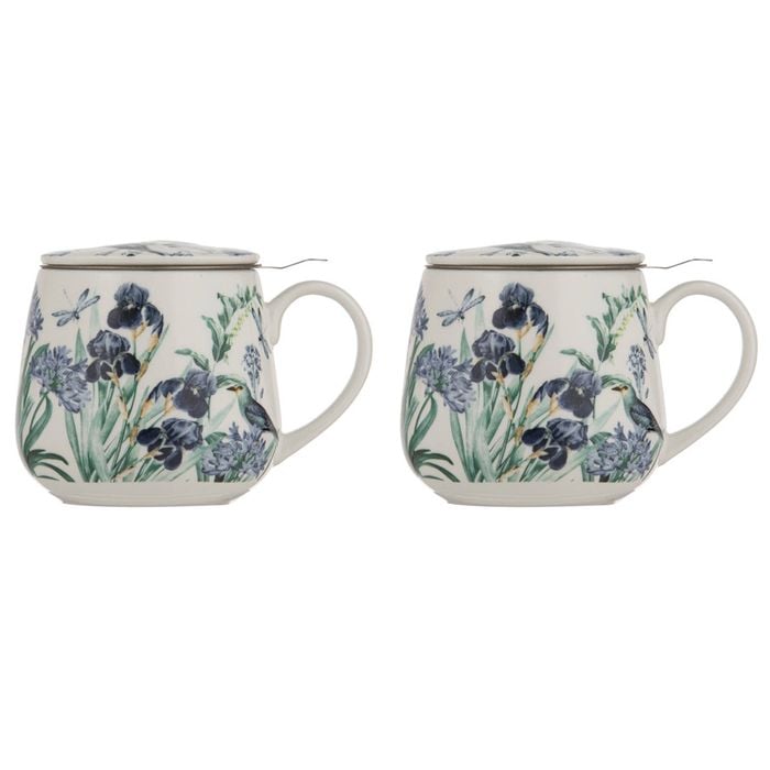 2x 3pc Ashdene Iris Garden Fine Bone China Tea Infuser