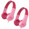 2PK Motorola Kids Headphones w/ Mic & 3.5mm Audio Splitter - Pink